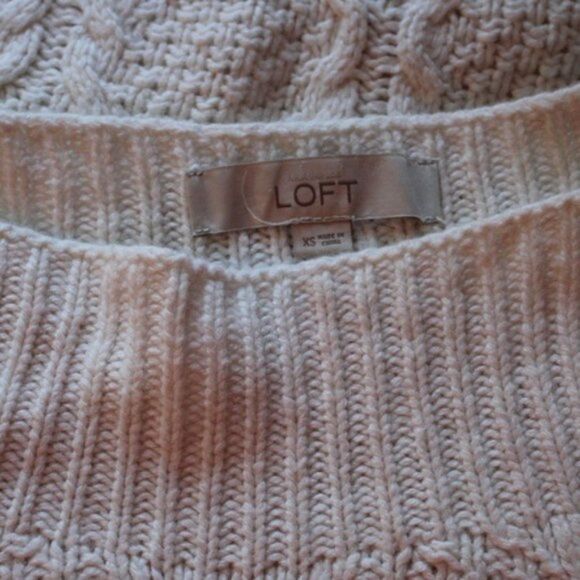 Loft White Cable Knit Sweater Size XS - Picture 4 of 4